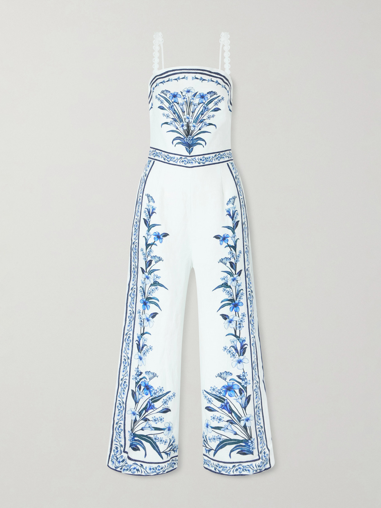 Farm Rio - Flowers Arch Printed Linen Jumpsuit - White | NET-A-PORTER (US)