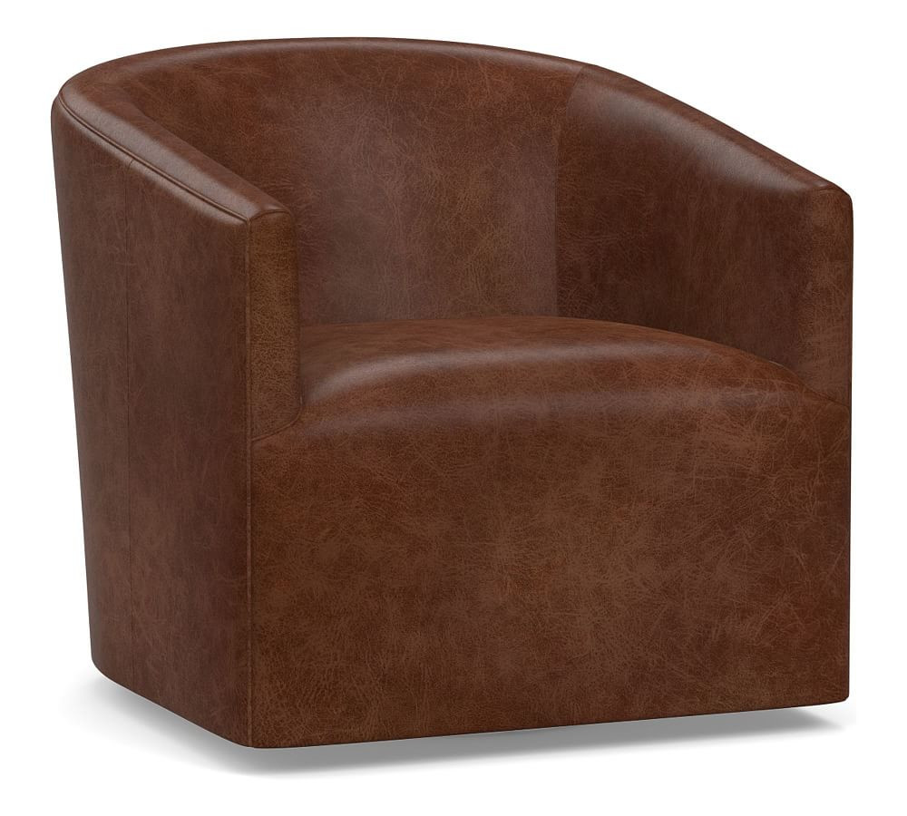 Baldwin Leather Swivel Armchair | Pottery Barn (US)