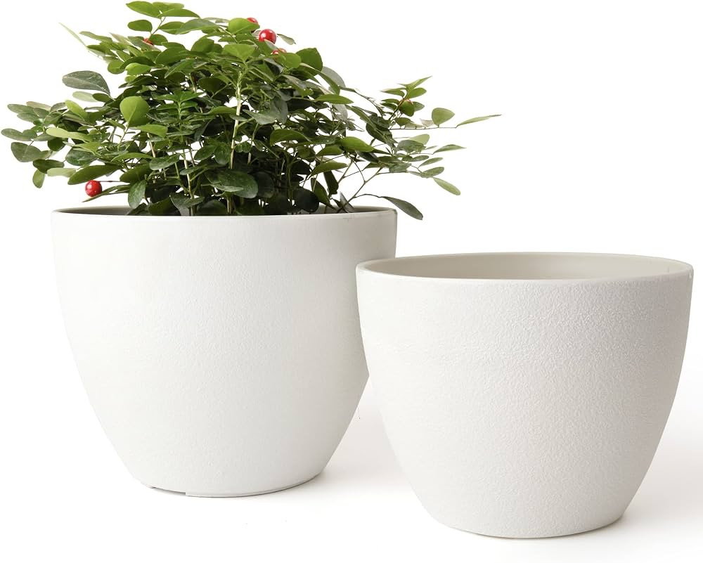 LA JOLIE MUSE Flower Pots Outdoor Garden Planters, Indoor Plant Pots with Drainage Holes, Matte W... | Amazon (US)