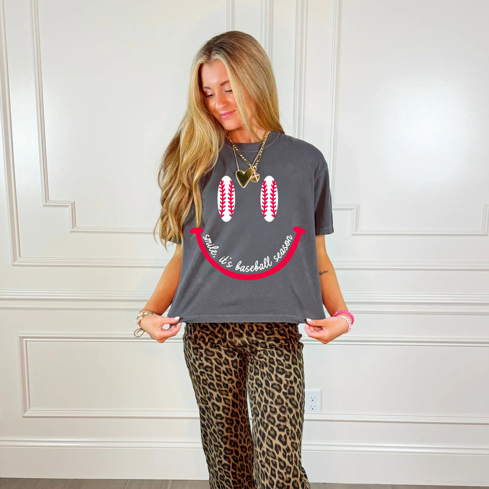 Smile, It's Baseball Season Cropped Tee | Poppy & Pine