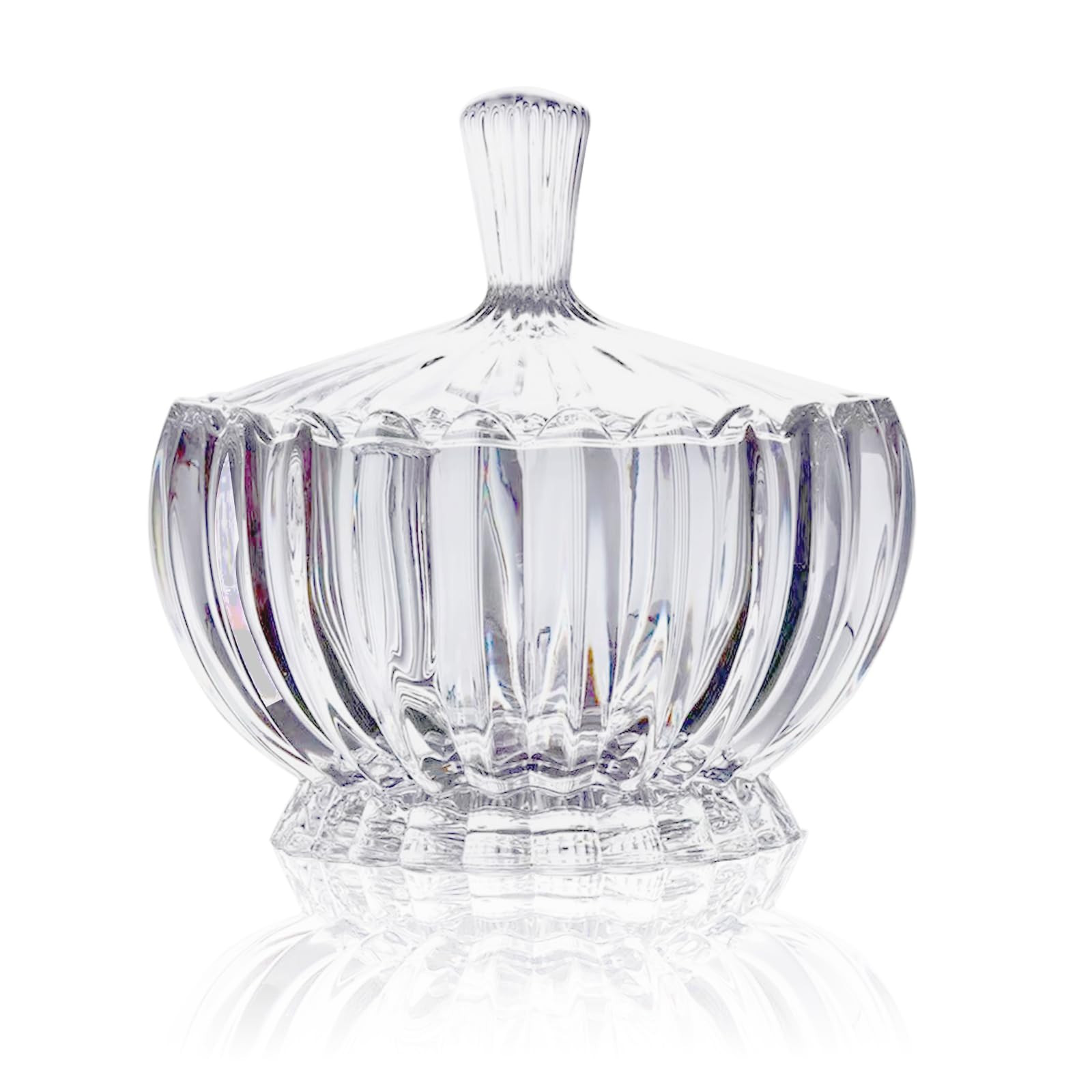 Glass Candy Plate with Cover, Crystal Candy Bowl, Fruit Plate, Decorative Bowl (white) | Amazon (US)
