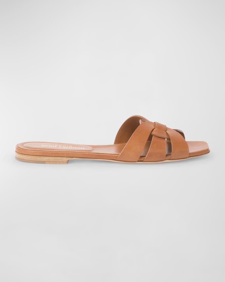 Woven Leather Sandal Slide | Neiman Marcus