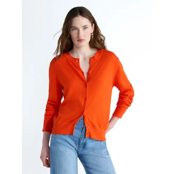 Free Assembly Women's Classic Cardigan Sweater with Long Sleeves, Lightweight, Sizes XS-4X | Walmart (US)