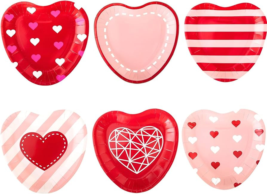 Winoo Design Valentines Plates - 60 PK - Heart Plates Paper Heart Shaped Plates for Valentines Da... | Amazon (US)