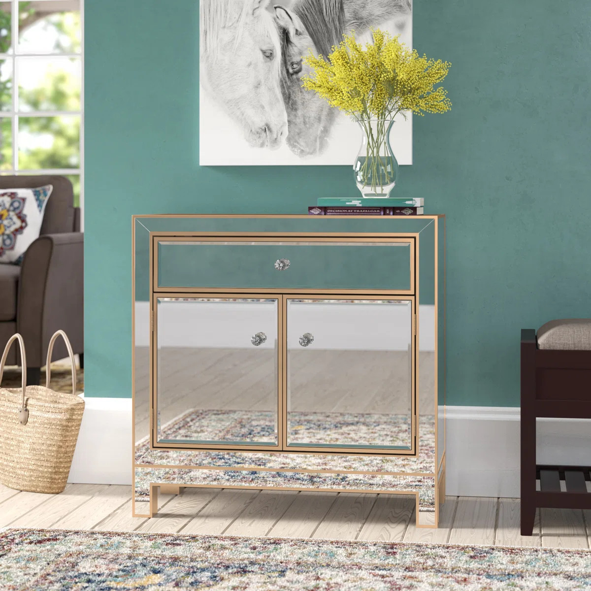 Sigmund 2-Door Mirrored Accent Cabinet | Wayfair North America