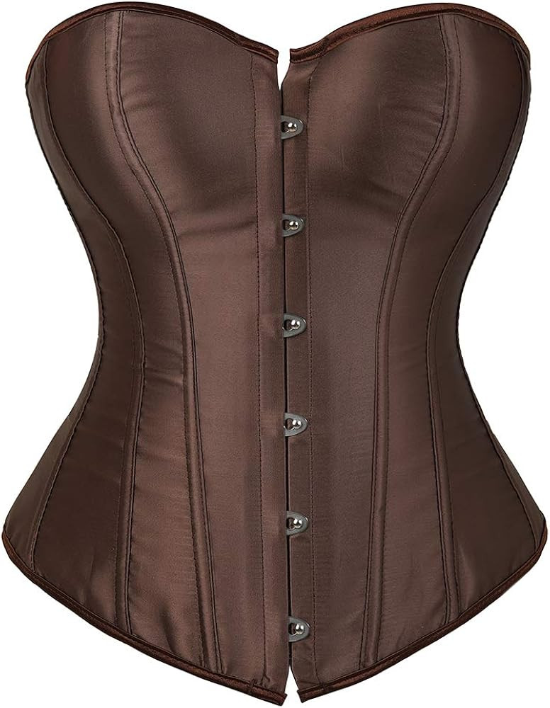 Grebrafan Women's Plus Size Satin Overbust Lace up Boned Corsets Shapewear Outfit | Amazon (US)
