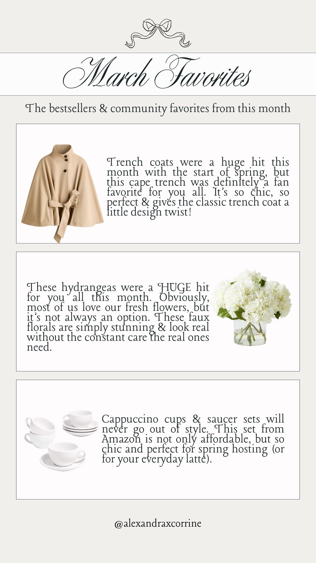 March favorites 🦢 the bestsellers & community favorites from this month 🧥

Spring aesthetic, March bestsellers, spring favorites, chic elegant style, classic style

#LTKSeasonal