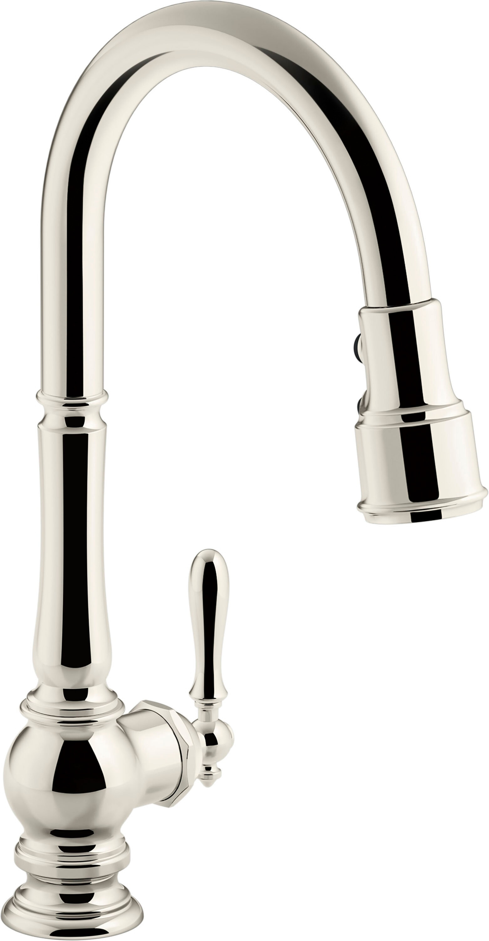 KOHLER Artifacts Vibrant Polished Nickel Single Handle Deck-mount Pull-down Kitchen Faucet with Sprayer | 99259-SN | Lowe's