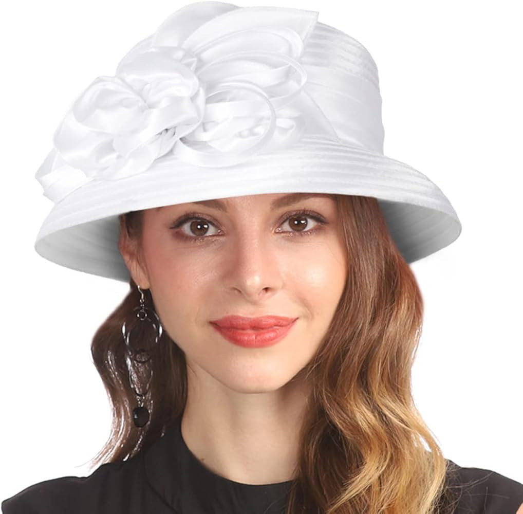 Derby Hat for Women Church Tea Party Kentucky Wedding Cloche Bowler Bucket Hats | Amazon (US)