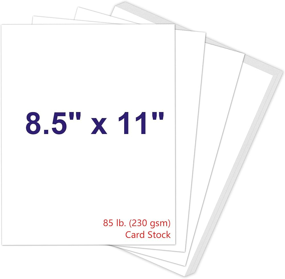 White Cardstock 8.5 x 11, 230gsm Cover Cardstock Paper, 85 Lb Heavy Card Stock for Printer, Card ... | Amazon (US)