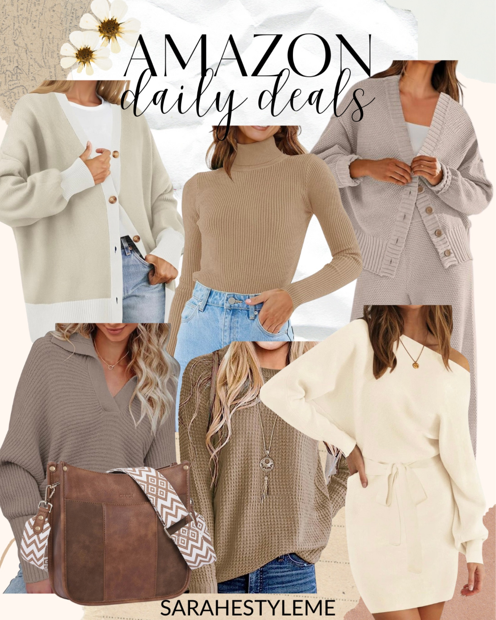 ✨ AMAZON DAILY DEALS ✨ Mon 12/4

DISCOUNT CODES ⬇️
– Knit set $22 40% off Code: 40229SBJ + 10% off coupon
–Crossbody Cluci bag & strap 50% off CODE: 5019ESVI
-Button cardigan $19 30% off Code: 30848EQ7 + 20% off coupon 
–Knit turtleneck $19 40% off Code: 40F1ADLK + 10% off coupon 
-Sweater dress $21 40% off Code: 40KJ5101 + 15% off coupon 
-Crewneck waffle sweater $20 30% off Code: 351J4WMB + 15% off coupon 
-Collar V neck sweater $18 40% off Code: 40YS1APA + 15% off coupon 

FOLLOW FOR MORE DAILY DEALS! 
*Deals can change at any time 

@amazonfashion #founditonamazon #amazonfashion #amazonfinds #ltkunder50 #ltkfind #momstyle #dealoftheday #amazonprime #outfitideas #ltkxprime #ltksalealert  #ootdstyle #outfitinspo #dailydeals #styletrends #fashiontrends #outfitoftheday #outfitinspiration #styleblog #stylefinds #salealert #amazoninfluencerprogram #casualstyle #everydaystyle #affordablefashion #amazoninfluencer #styleinfluencer #outfitidea #lookforless 

#LTKfindsunder50 #LTKsalealert