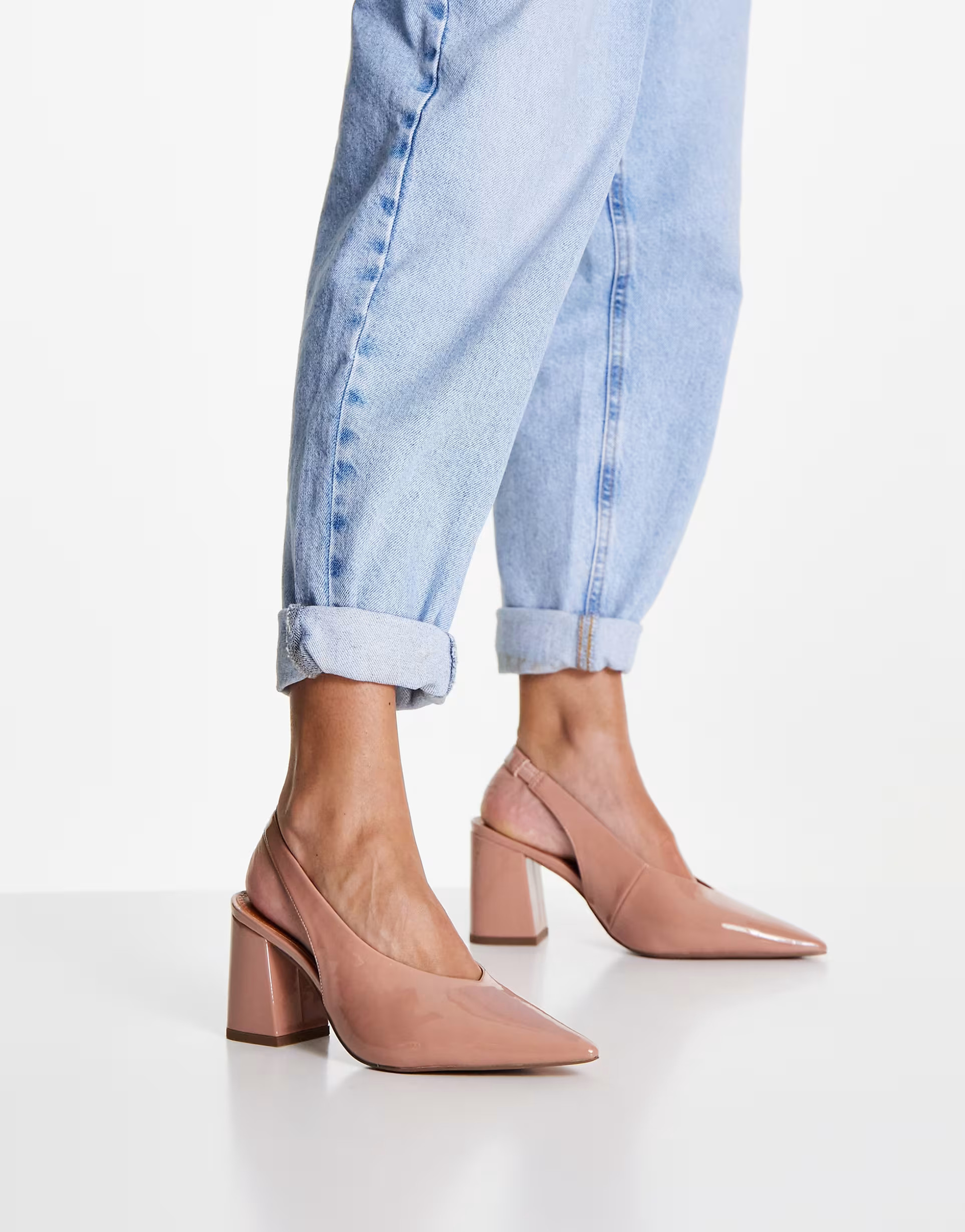 ASOS DESIGN Wide Fit Serina slingback block heeled shoes in beige | ASOS (Global)