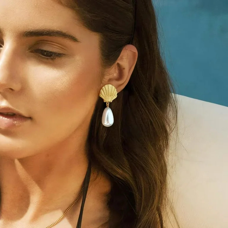 Sdmnsg-T Gold Plated Shell Drop Earrings for Women Seashell Dangle Earrings Ocean Beach Earrings ... | Walmart (US)