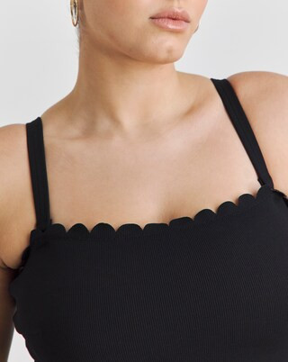 MAGISCULPT Medium Control Contour Me Scalloped Bandeau Swimsuit | Simply Be | Simply Be (UK)