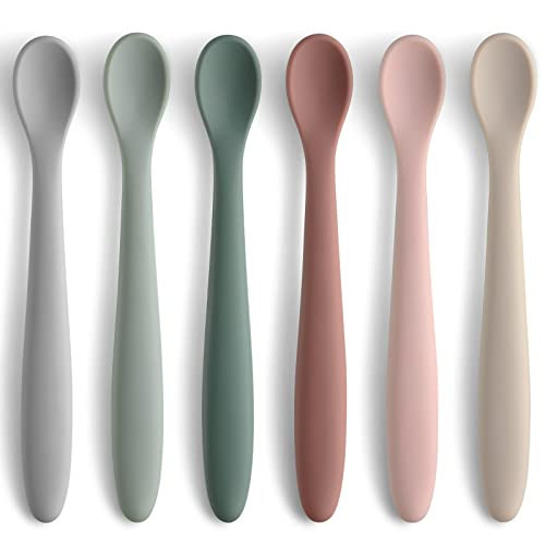 6-Piece Silicone Baby Feeding Spoons, First Stage Infant Spoons, Soft-Tip Easy on Gums I Baby Training Spoon | Infant Utensils Feeding Supplies, Dishwasher & Boil-proof | Amazon (US)