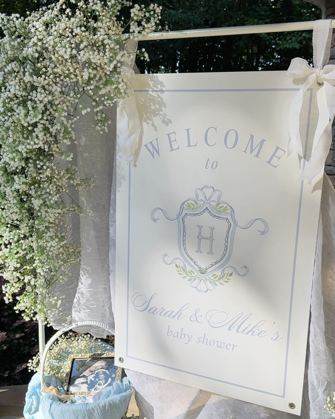 Elegant and timeless baby shower welcome sign 🤍 I am so happy with how this turned out! 

I made the sign on canva and then had it printed through Staples (details: 24" x 36"//Foam Board Poster//4 Grommets//cost: $64.20)! I then used chicken wire and a combination of artificial and real baby’s breath to create the arch on either side! This was a game changer because I could really work with and form the arch with the artificial baby’s breath and wasn’t worried about it messing up the flowers! Also great because I can reuse it for my next event and just throw in some real baby’s breath to top it off! 



#LTKBaby #LTKParties #LTKBump