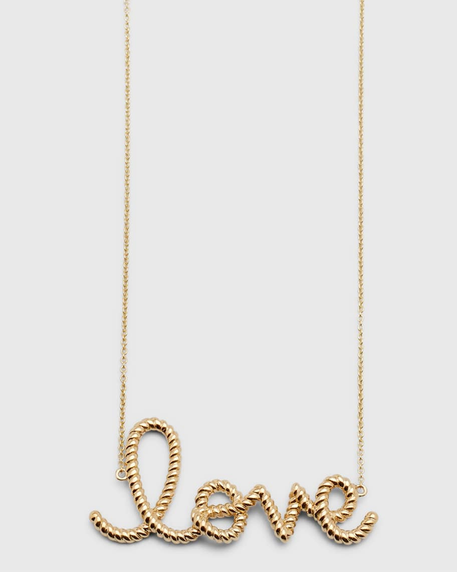 Sydney Evan 14K Big Love Script Rope Necklace | Neiman Marcus
