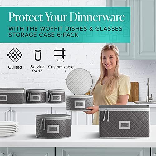 Woffit China Storage Containers - 6 Pack, Quilted Dinnerware & Stemware Set Bins for Packing Dish... | Amazon (US)