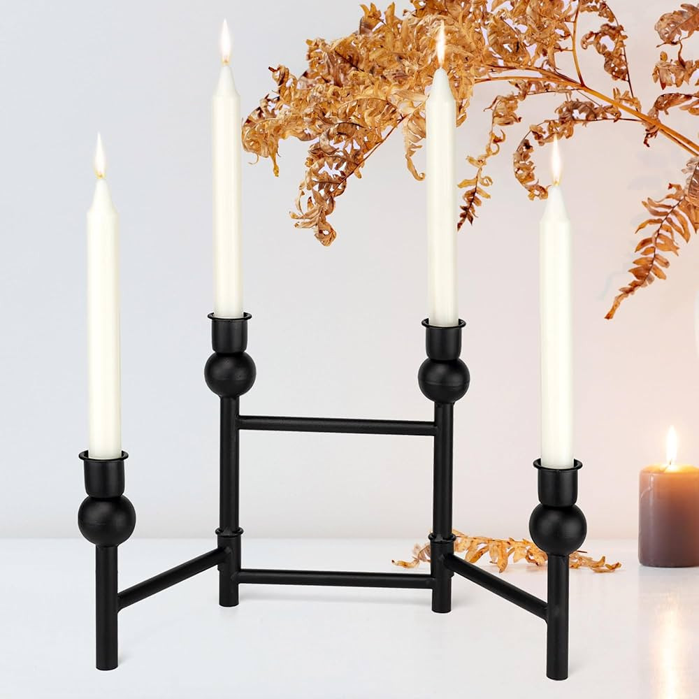 Candlestick Holder Taper Candle Holder: Black Foldable Candlestick Holder Decoration for Taper Ca... | Amazon (US)