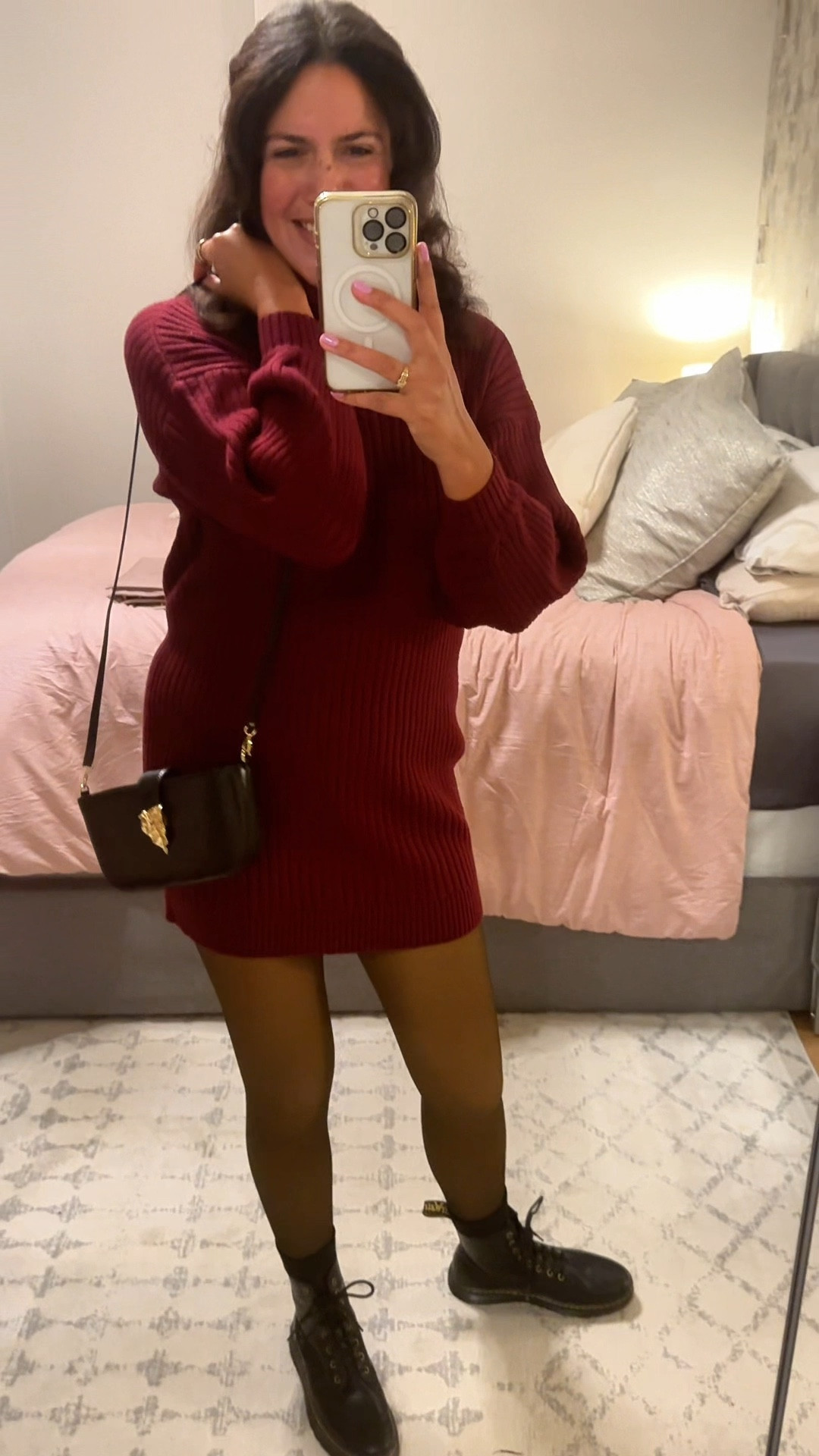 One of these days, I will use my Dyson Air Wrap and not end up with insane hair - today was not one of those days 😅. If you have any tips, send them my way!

We worked it out though, and I loved pulling out this sweater dress that I hadn’t work in a couple of years. Fleece-lined tights really save my butt in the winter (though I’d probably size up for length next time) and combat boots dressed the whole look down a bit. Also, note to self - big hoop earrings look cool but get very annoyed when they keep catching in your turtleneck! 



Sweater dress & tights from Amazon
Doc Marten boots
Alexis Bittar handbag
Madewell hoop earrings

#winterfashion #dateoutfit #dysonairwrap

#LTKSeasonal #LTKStyleTip #LTKMidsize