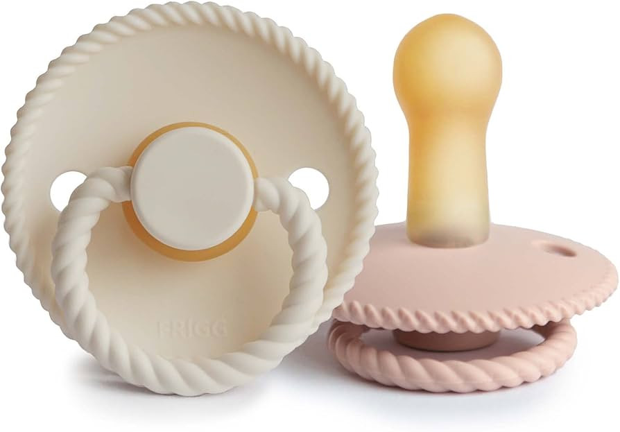 FRIGG Rope Natural Rubber Baby Pacifier | Made in Denmark | BPA-Free (Blush/Cream, 6-18 Months) | Amazon (US)