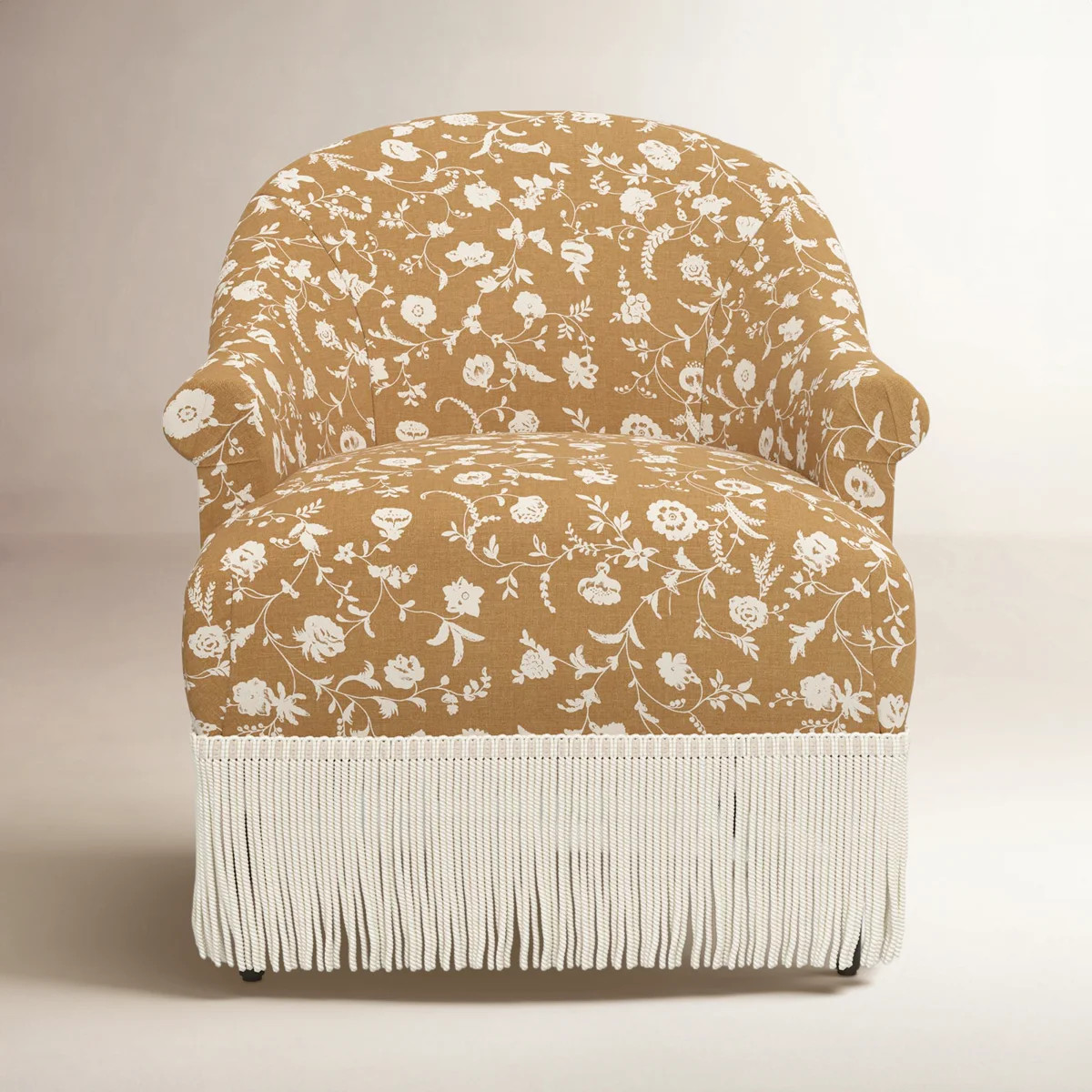 Callie Cotton Upholstered Barrel Chair with Recessed Rolled Arms and Solid Wood Legs | Wayfair North America