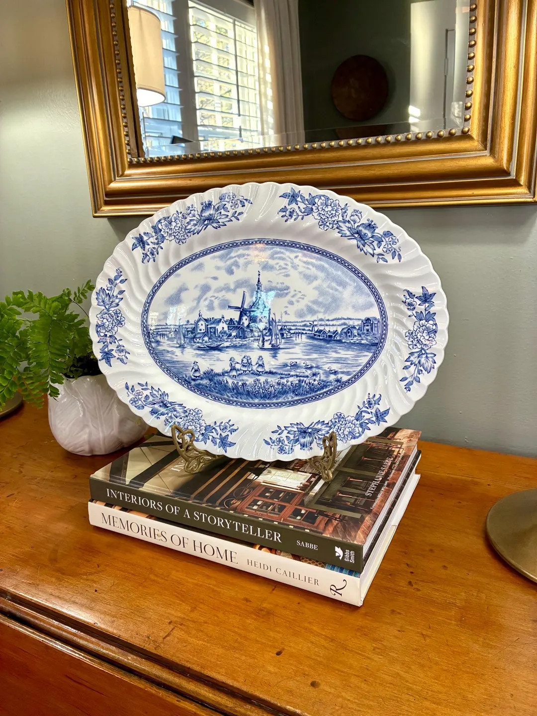 Vintage Johnson Bros “Tulip Time” Blue & White Platter | English Ironstone | Wall Decor | Etsy (US)