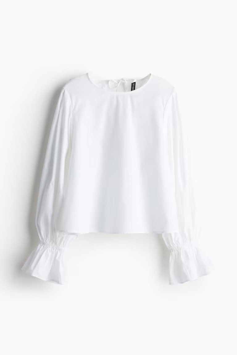Tie-detail cotton blouse | H&M (UK, MY, IN, SG, PH, TW, HK)