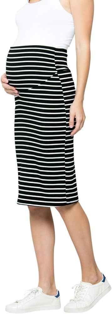 My Bump Women's Comfort Stretch High Waisted Tummy Control Midi Maternity Pencil Skirt Made in US... | Amazon (US)