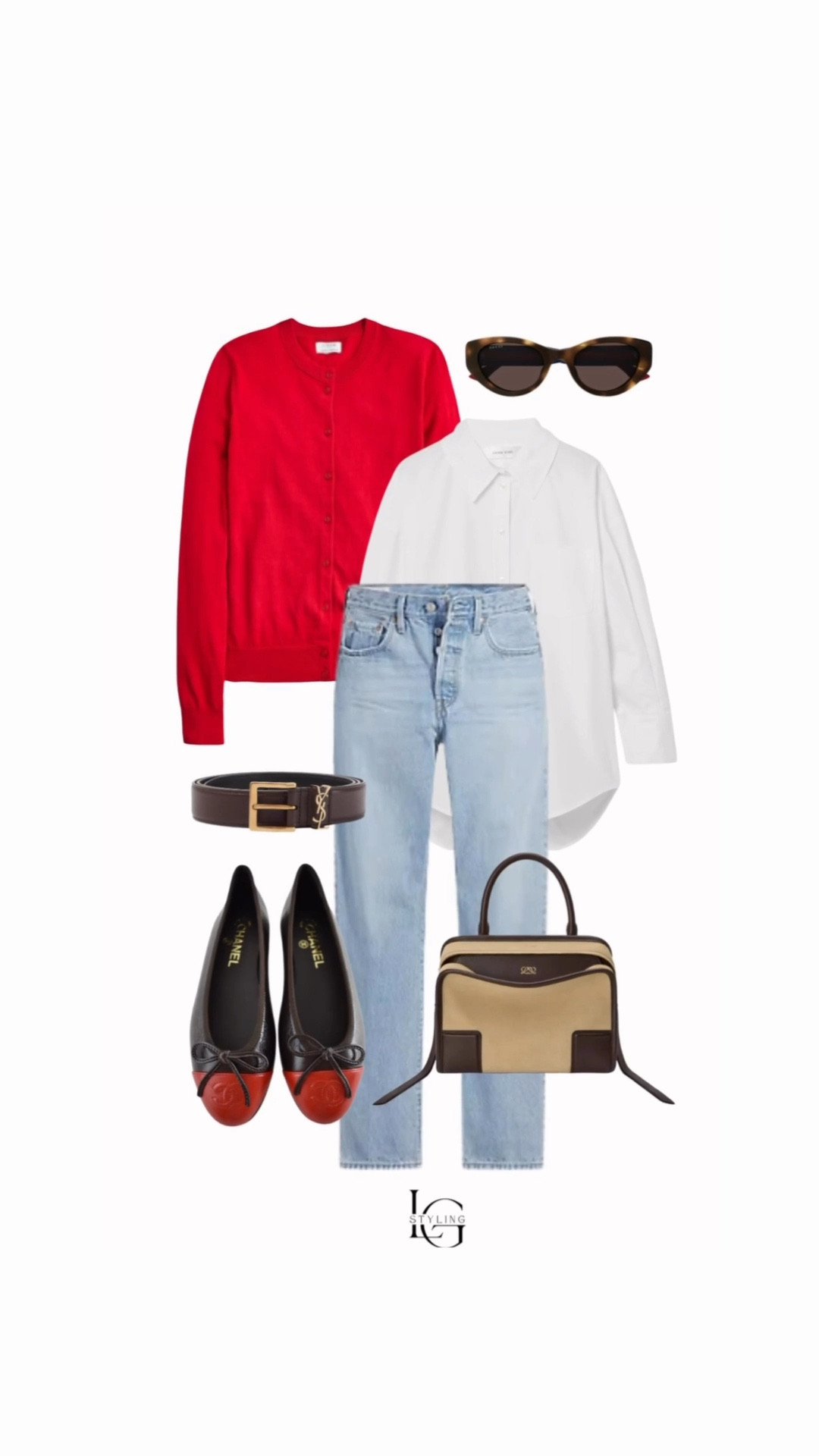 Layering a crisp white button-down under a bold red cardigan instantly elevates everyday denim. The light-wash straight-leg jeans keep it relaxed, while the structured belt defines the waist for a polished finish. I tied in rich brown tones with the handbag and sunglasses for a cohesive, elevated feel—then finished with two-tone ballet flats for that timeless, Parisian-inspired touch.

This is your go-to formula for effortless spring styling: classic layers + strong color + refined accessories.

#LTKStyle #LTKSpring #ClassicStyle #EverydayOutfits #CapsuleWardrobe

#LTKgrwm #LTKdayinmylife