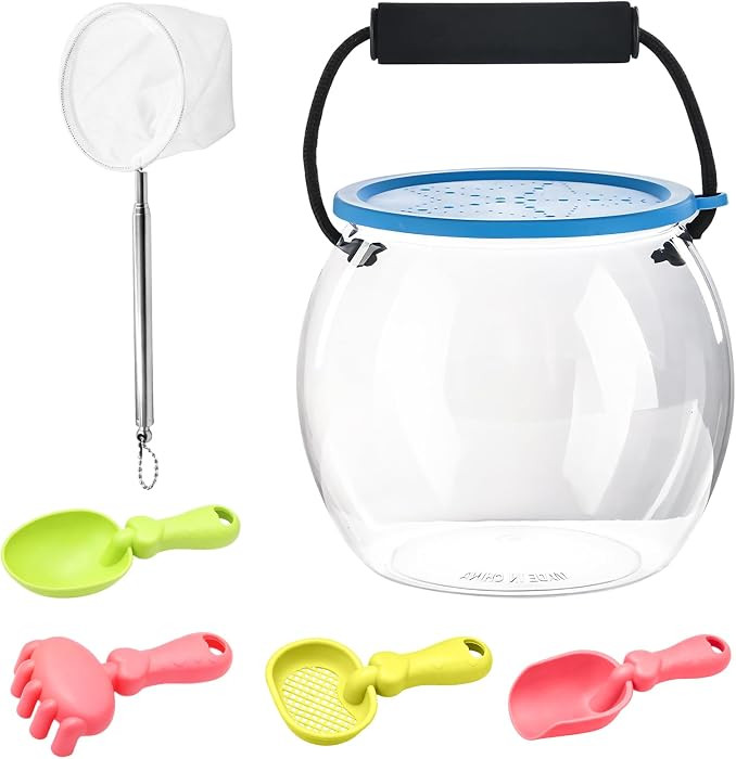 Beach Exploration Kit, Catch & Release Aquarium Fish Tank with Net, 4PCS Mini Sand Shovels & Clea... | Amazon (US)