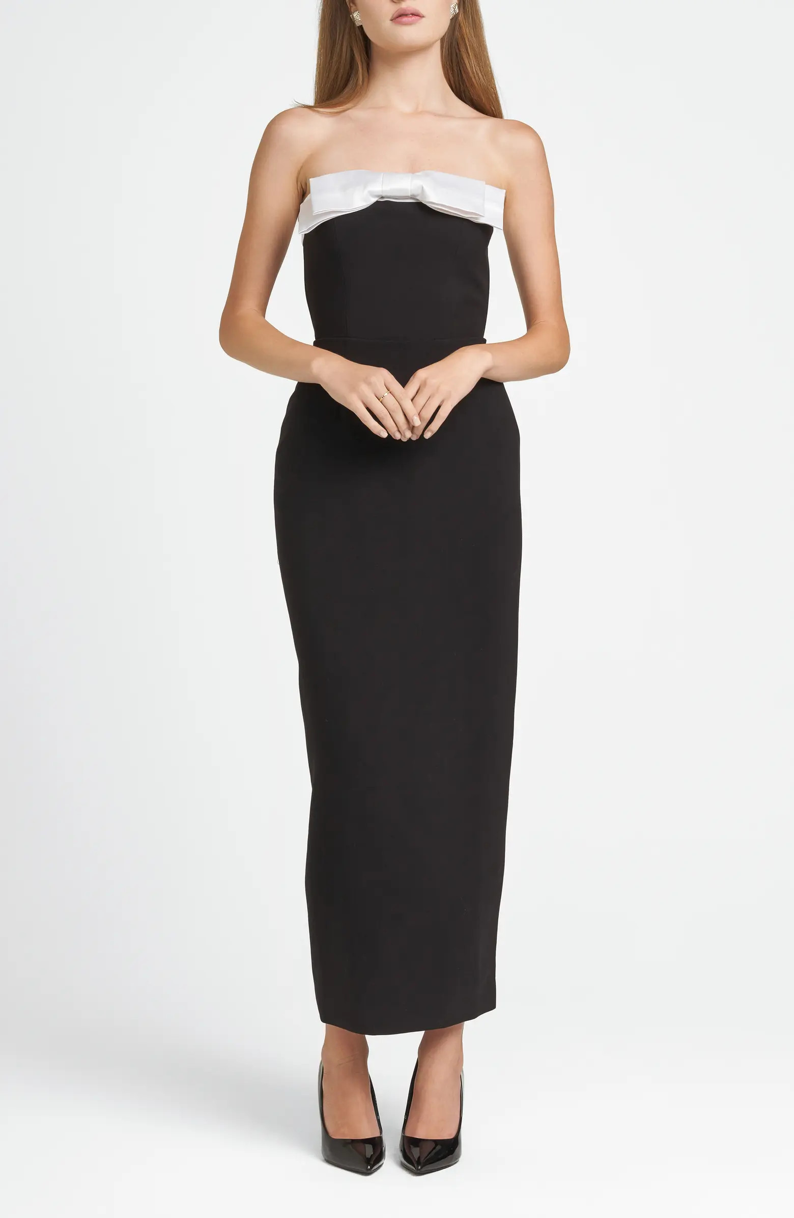 WAYF x CHÉRIE MADELEINE Coco Bow Colorblock Strapless Dress | Nordstrom | Nordstrom