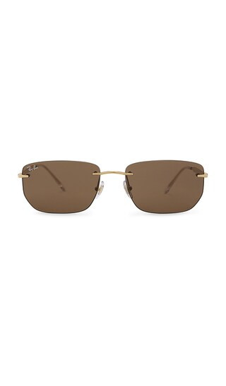 Ray-Ban RB3768 Rectangular Rimless Sunglasses in Brown. | Revolve Clothing (Global)