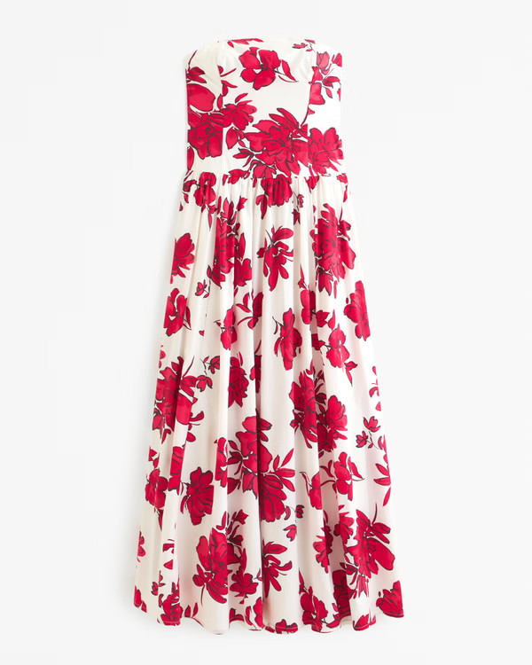 Strapless Drop-Waist Maxi Dress | Abercrombie & Fitch (US)