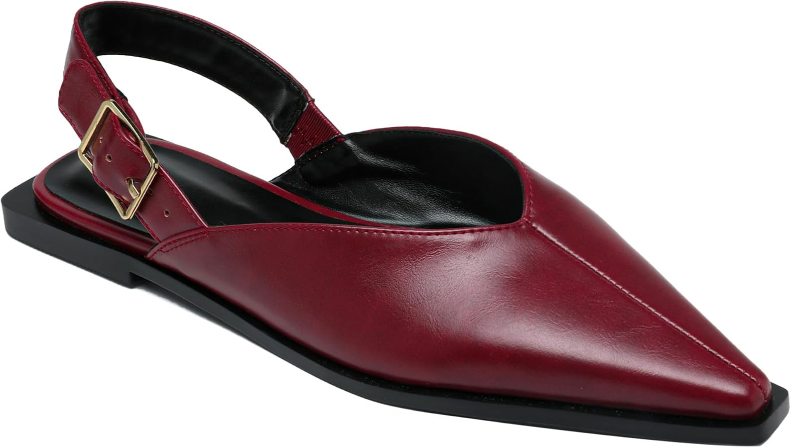 Slingback Flats for Women Closed Pointed Toe Flat Shoes Low Heel Buckle Strap Mules Casual Comfor... | Amazon (US)