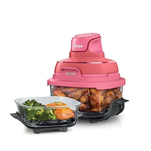 Ninja | Air Fryer | Crispi 4-in-1 Portable Cooking System | 4QT & 6 Cup Glass Containers, Crisper Plates & Storage Lids Included | Microwave, Freezer & Dishwasher Safe | Cherry Crush | FN101DR | Amazon (US)