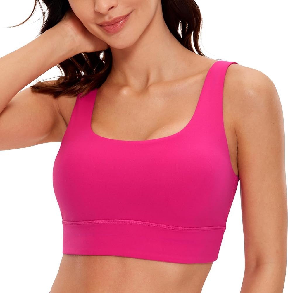 CRZ YOGA Butterluxe Womens U Back Sports Bra - Scoop Neck Padded Low Impact Yoga Bra Workout Crop... | Amazon (US)