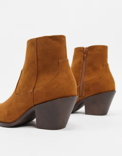 New Look western heeled boots in tan | ASOS UK