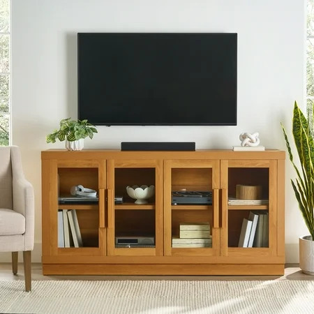Better Homes & Gardens Ezra TV Stand for TV's up to 70", Light Honey finish | Walmart (US)