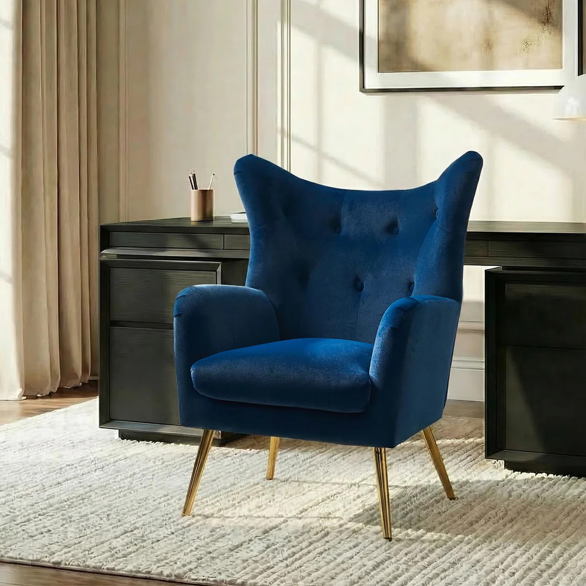 Avianna 29.25" Wide Tufted Velvet Wingback Chair | Wayfair North America