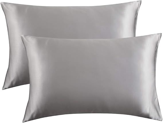 Bedsure Silk Satin Pillowcase 2 Pack for Hair and Skin, Queen Size(Silver Grey, 20x30 inches) Pil... | Amazon (US)