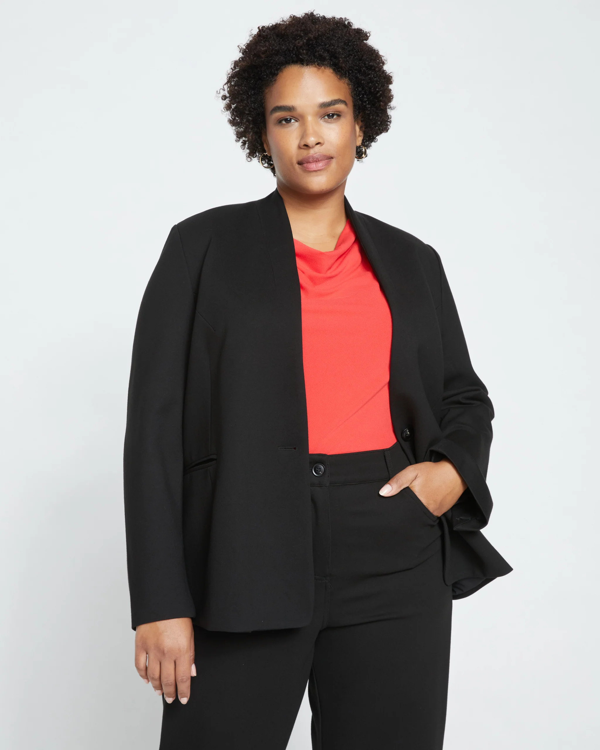 Lennox Collarless Ponte Blazer
   Black | Universal Standard