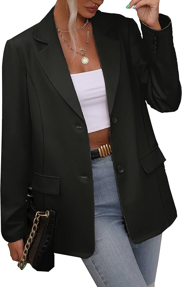 Hotouch Womens Casual Blazer Button Lapel Long Sleeve Work Office Lightweight Blazers Jackets wit... | Amazon (CA)