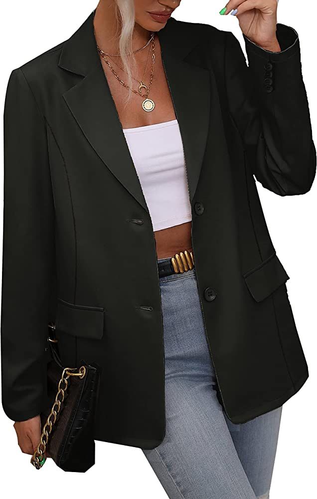 Hotouch Womens Casual Blazer Button Lapel Long Sleeve Work Office Lightweight Blazers Jackets wit... | Amazon (CA)
