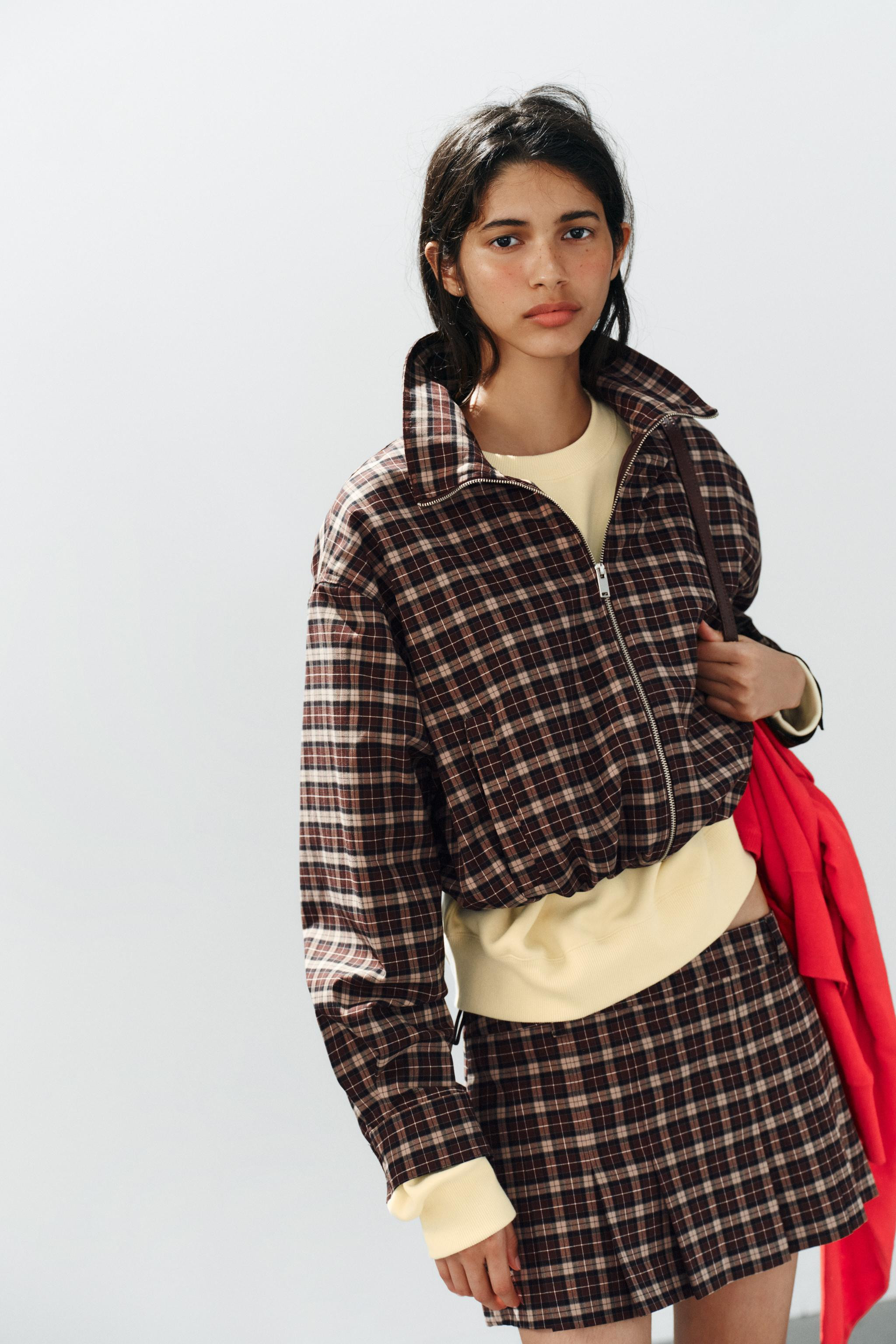 CHECKED ZIP JACKET | Zara UK