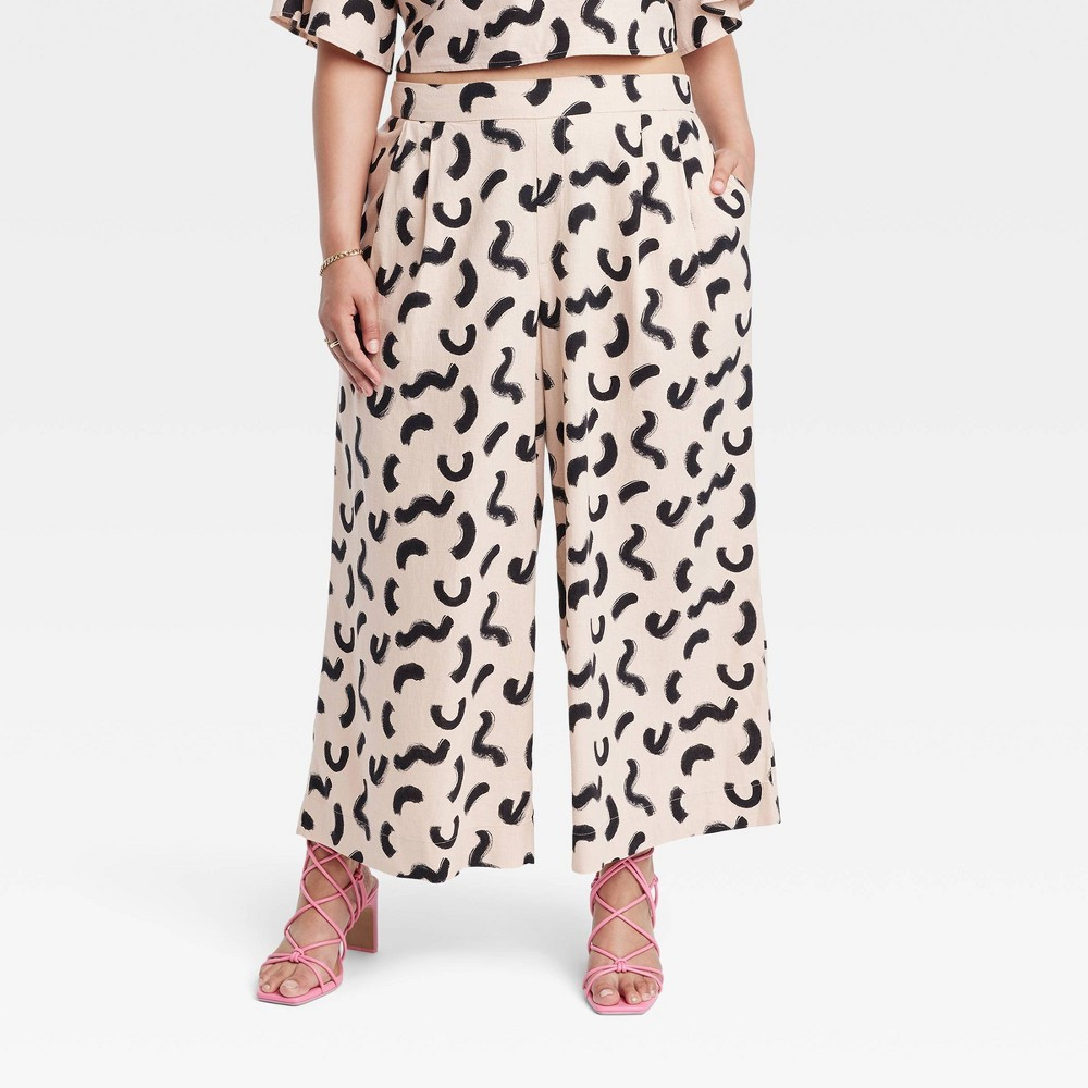 Women's Super High-Rise Wide Leg Linen Culotte Pants - A New Day™ Beige XXL | Target
