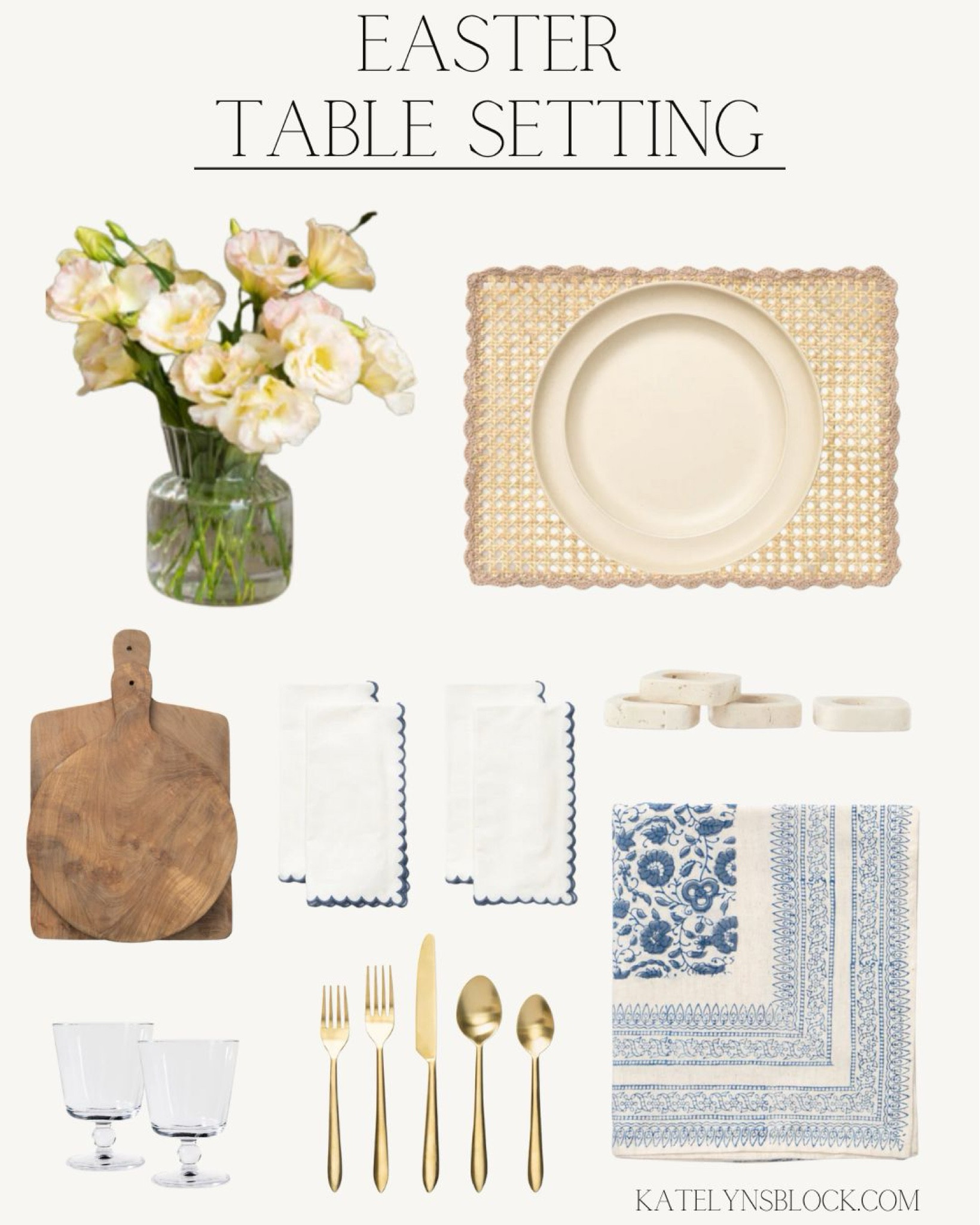 Easter Table Setting 
#easter #eastertable #easterdecor #tablesetting #tablescape #tablecloth #centerpiece #holidaytablescape 

#LTKSeasonal #LTKhome #LTKparties