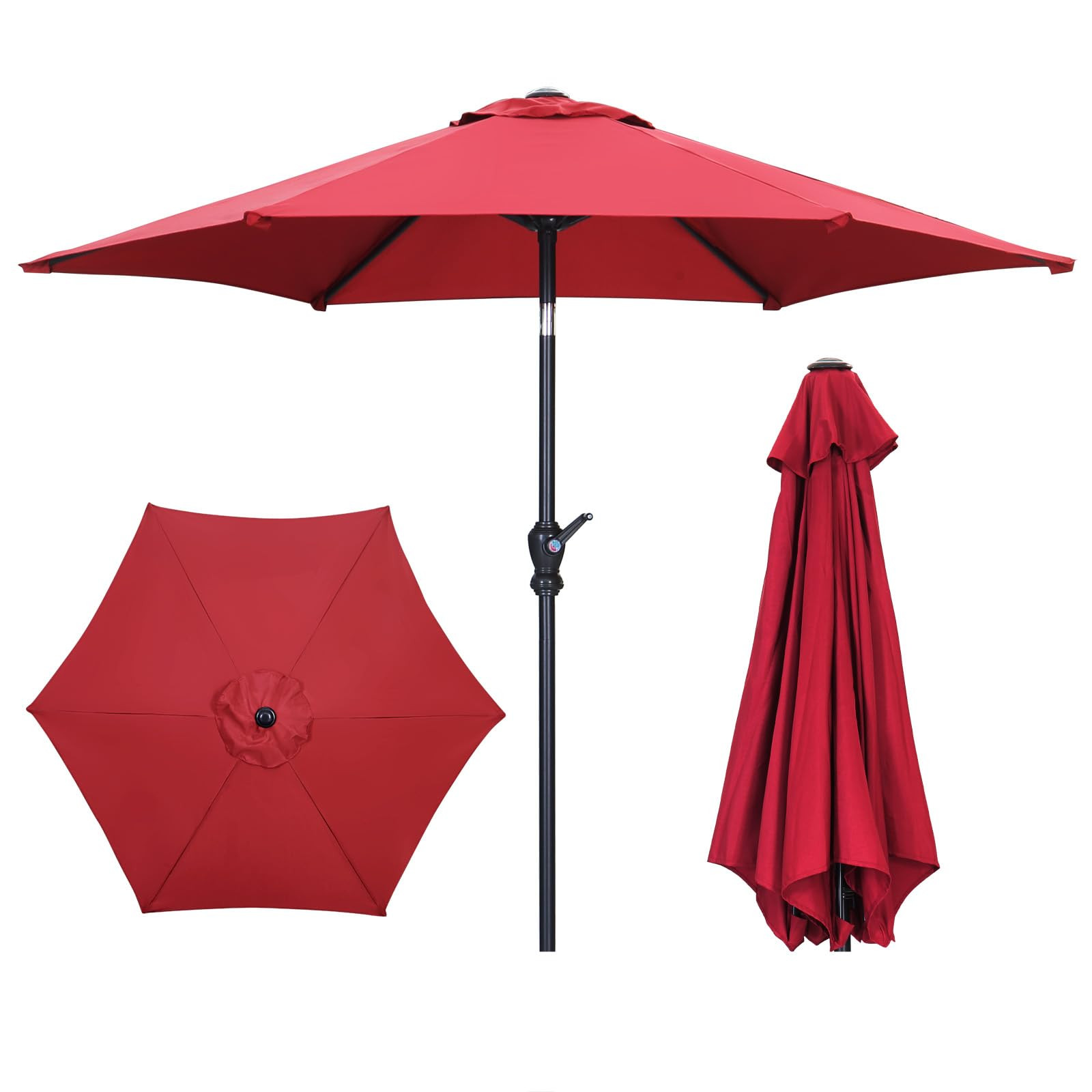 GDY 7.5FT Patio Umbrella Outdoor Table Umbrella,Market Umbrella with 6 Sturdy Ribs, with Push But... | Amazon (US)