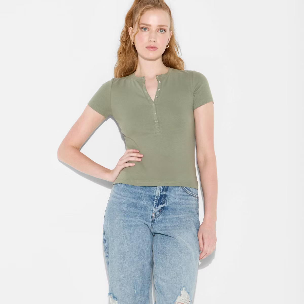 Women's Short Sleeve Henley T-Shirt - Wild Fable™ | Target