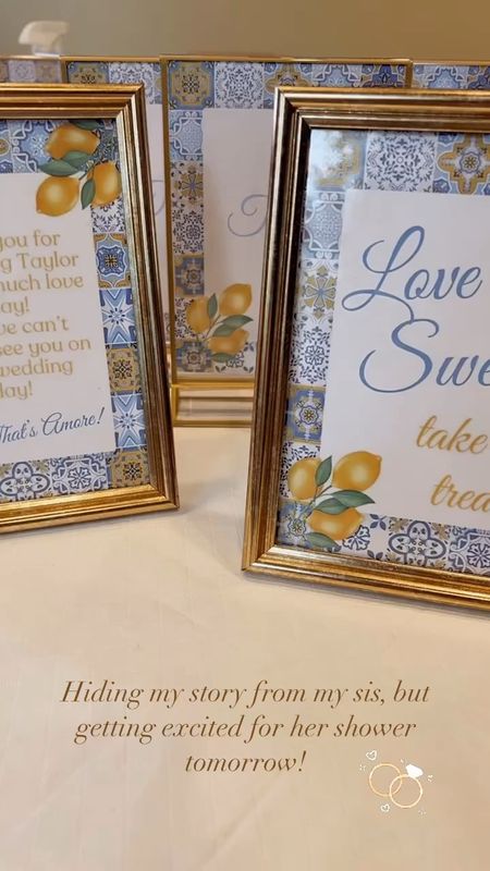 Bridal shower decor ; table numbers ; amalfi coat bridal shower theme ; that’s amore bridal shower ; gold frames ; wedding table decor 

Design made on Canva - I’d be happy to share with anyone that needs! 

#LTKwedding #LTKfindsunder50 #LTKparties